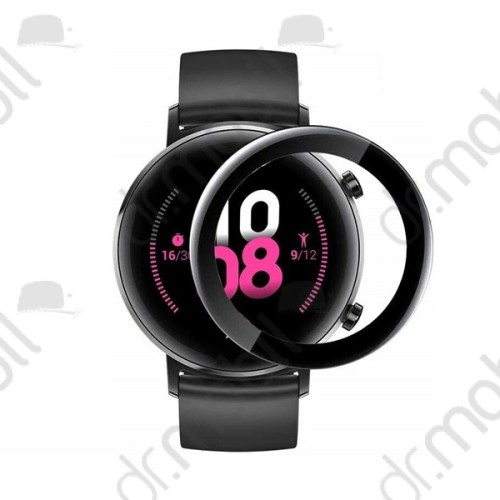 Képernyővédő üveg fólia Huawei Watch GT 2 42mm (1 db-os, 0.2mm, edzett üveg, karcálló, 9H,) ráhajló fekete kerettel 